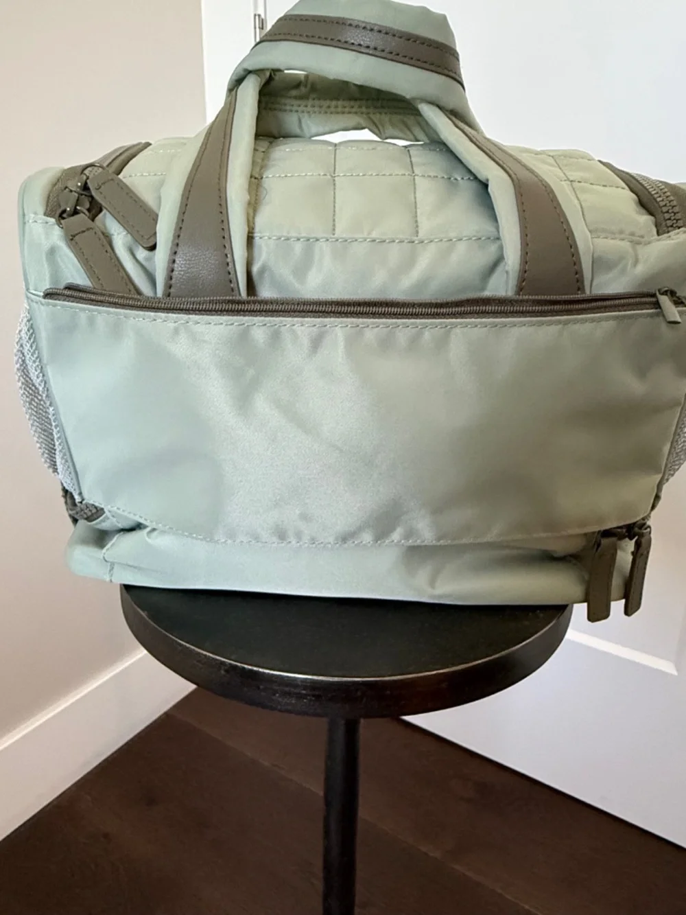 Makeup Weekender Travel Bag Cosmetic Organizer Sage Green Quilted Train Case